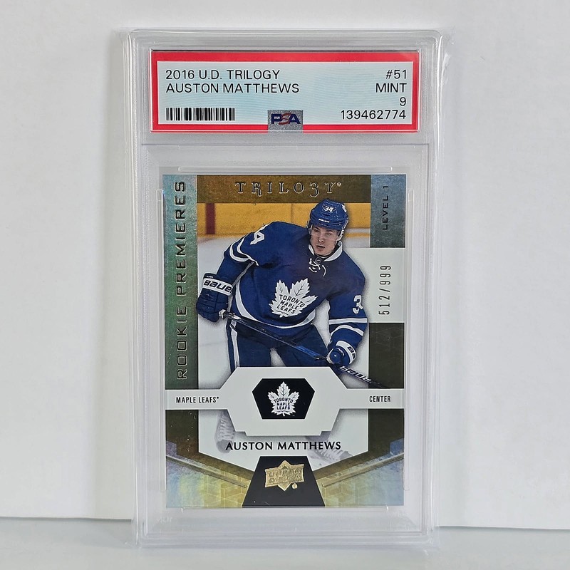 2016-17 UD Trilogy #51 Rookie Premieres AUSTON MATTHEWS /999 PSA 9 Team USA Gold