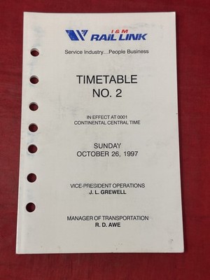 I & M Rail Link TIMETABLE #2 October 1997
