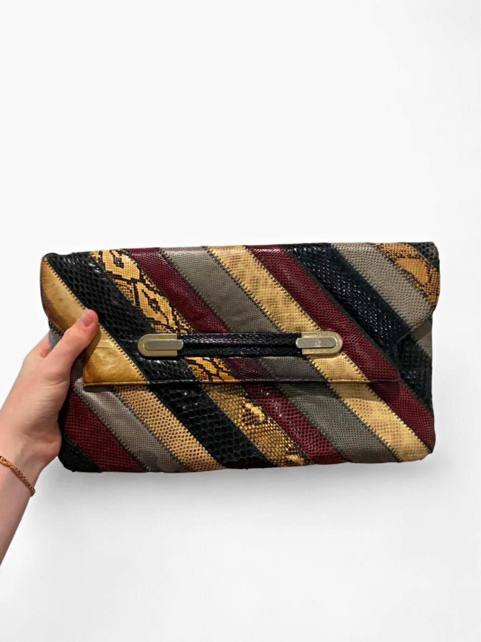 Vintage Supreme Multicolor Striped real python Clutch/Crossbody from the 70s