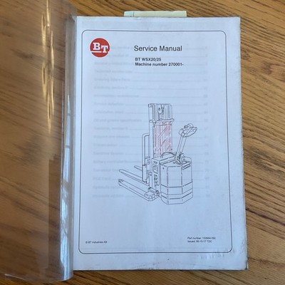 BT Prime Mover WSX-20/25 SERVICE SHOP REPAIR MANUAL BOOK WALKIE FORK LIFT TRUCK