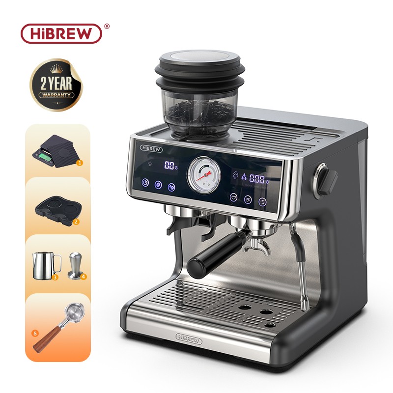HiBREW Dual Boiler Siebträger 20Bar Vollausstattung Für Café, Hotel, Restaurant