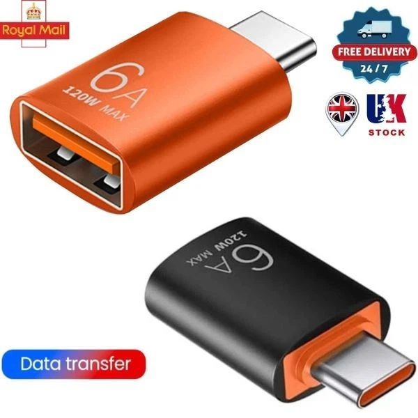 Adaptador 6A USB OTG USB 3.0 A macho a tipo C hembra convertidor cargador rápido 120W Foto 2 de 4