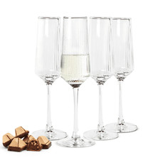 4er Set Sektgläser 250ml Gläser mit geriffelter Oberfläche Sektkelche Sektglas