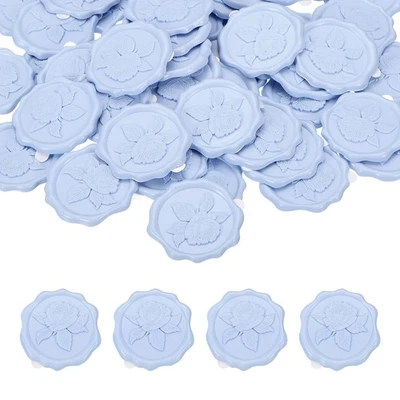 Autocollants sceau cire pour Rose, lot de 50 adhésifs gaufrés, violet clair - Photo 1/4