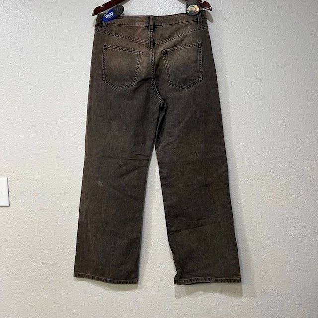 BERSHKA 女式褪色水洗黑色 90 年代宽腿破旧 Y2K 妈妈牛仔裤 6 码 — 第 2/4 张图片