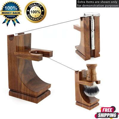 Pinsel Sicherheit Reinholz Ständer, Straight Cut Hals Rasierer & Rasierpinsel Ständer