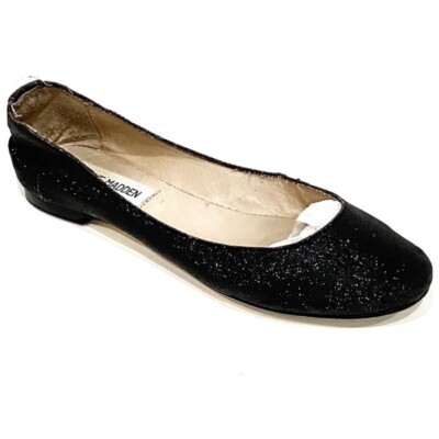 STEVE MADDEN Black Sparkle Ballet Flats Slip On Used Women's