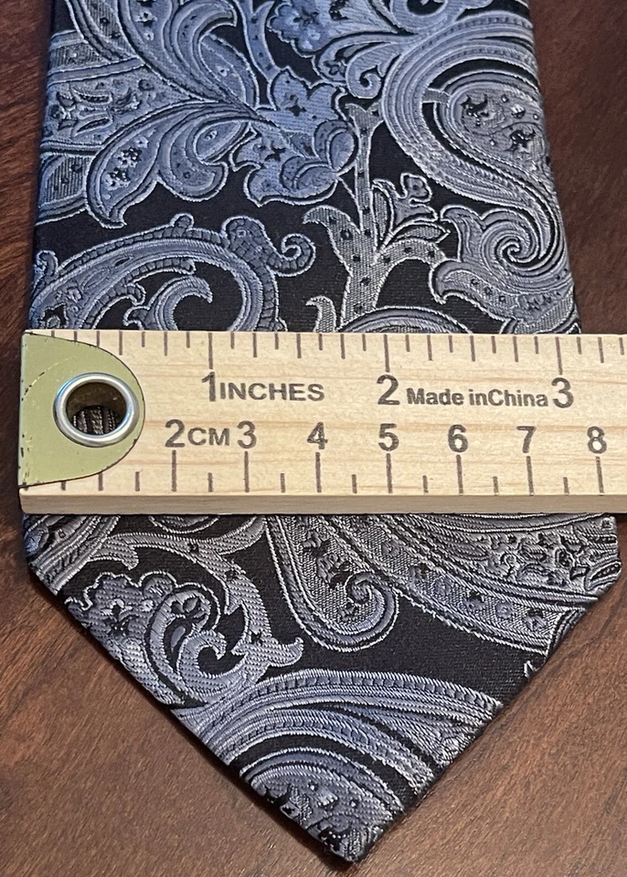 Gravata masculina Arrow azul preta 100% seda feita na China - Imagem 4 de 4