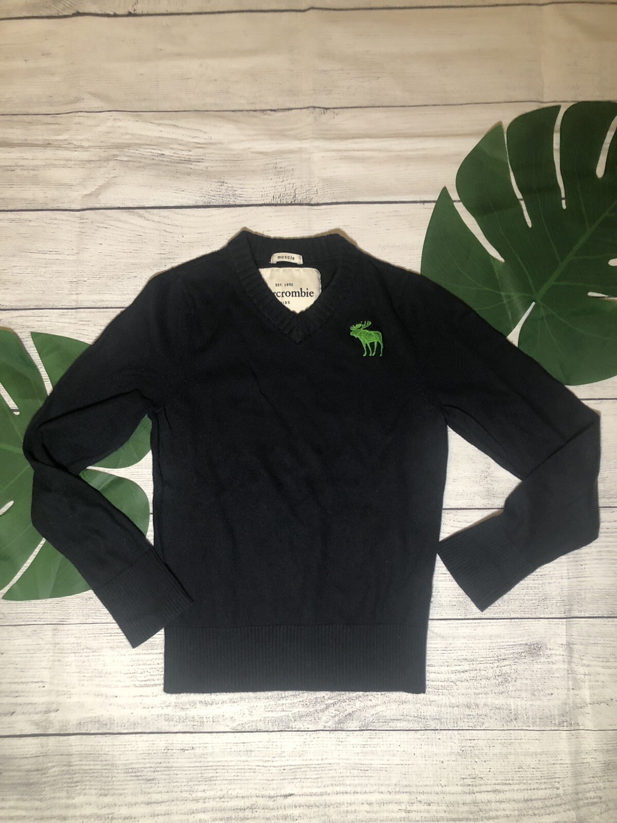 Abercrombie Kids Boys Blue  V-Neck Long Sleeve Sweater Pullover Sweatshirt  Sz S image 5
