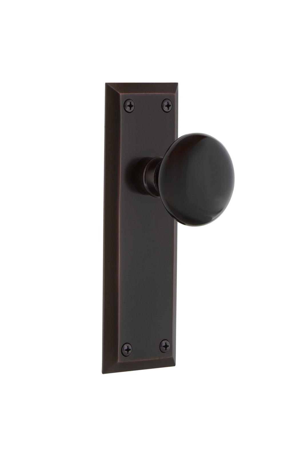 Nostalgic Warehouse New York Plate & Interior Black Porcelain Round Door Knob