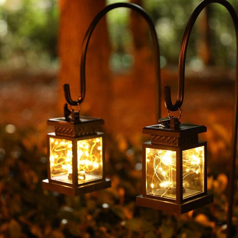 JHY DESIGN Set 2 Lanterne Solari Impermeabili: Illuminazione Esterno Vintage