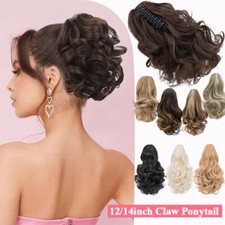 Short Thick Hairpiece Claw Clip In Ponytail Hair Extensions Pony Tail as Human