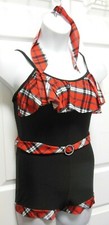 RED PLAID ruffle blk HOTTARD ch/adult JAZZ TAP WOLFF FORDING COSTUME