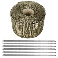 Exhaust Manifolds Titanium Heat Wrap Tape Thermal Lava Wrap 2'' X 5M & 6 Ties