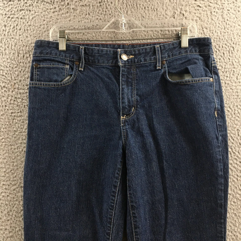 Eddie Bauer Bootcut Jeans Womens 12P (actual 34x28) Blue Denim Cotton Blend Zip - Image 2 of 4