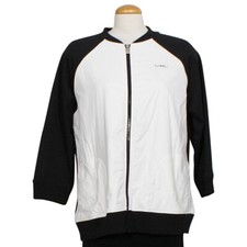 RALPH LAUREN Black White Colorblock Cotton Blend Logo Track Jacket
