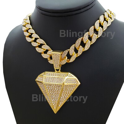 Hip Hop Large Diamond Shape Pendant 20