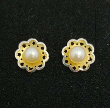 Orecchini Oro 18K 750 Mls. Fiore Con Perla.