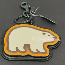Coach Key Fob In Signature Canvas With Polar Bear Motif CE679 New