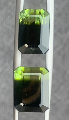 Exquisite 14.35 Carat Bi-Color Tourmaline Set: Vibrant Green and Deep Black Gems
