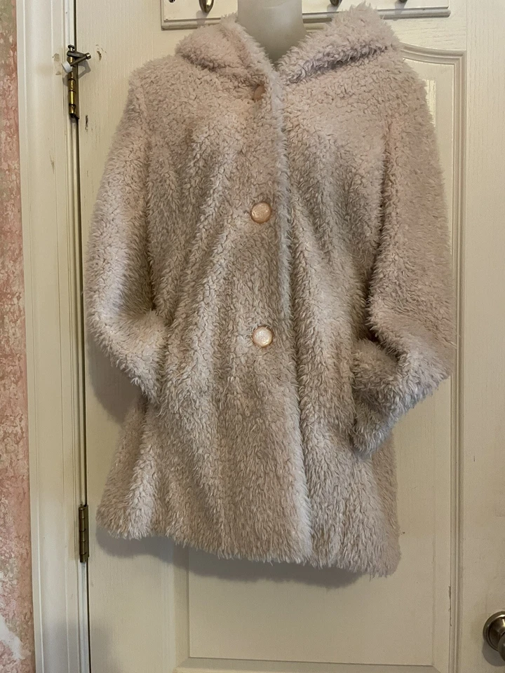 Chaqueta Jessica Simpson Beige Imitación Piel Difusa Suave Talla M