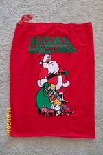 SANTA CLAUS RED FLANNEL TOY GIFTS SACK BAG CHRISTMAS COSTUME ACCESSORY BB54