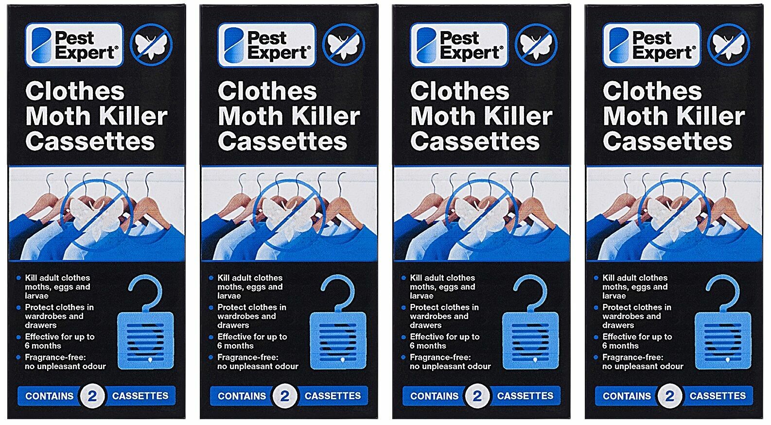 Pest Expert Clothes Moth Killer Cassettes Hanging Units (Twinpack) X4