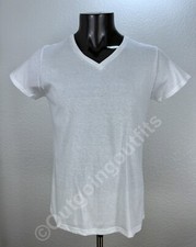 NWOT Gildan White Women's Short Sleeve V-Neck T-Shirt Top Size L