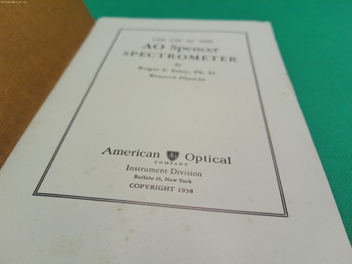 AO Spencer Spectrometer pamphlet vintage Estey 1938 American Optical - Picture 4 of 5