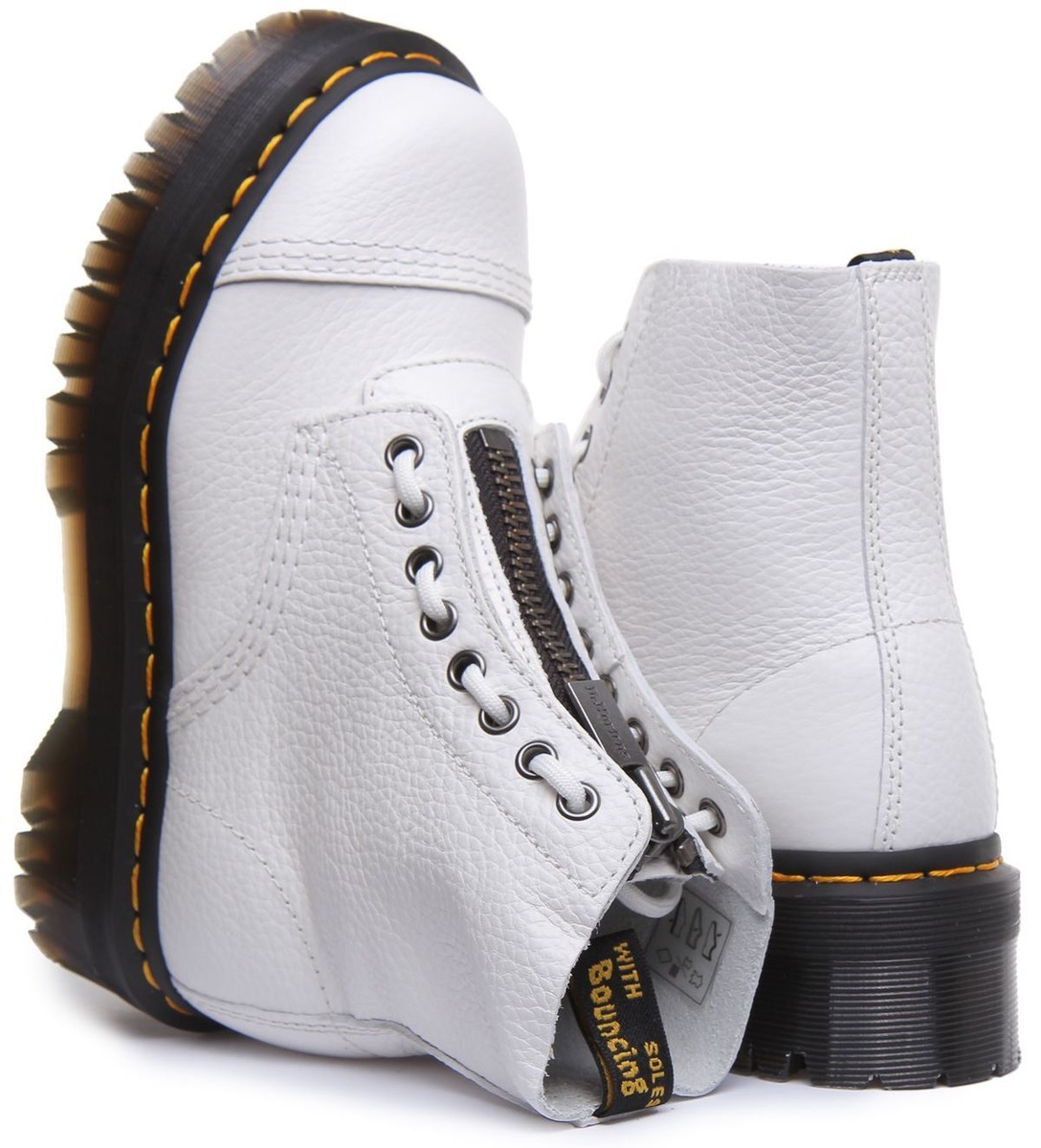 Dr Martens Sinclair Womens Front Zip Platform Boots In White Dr Martens Sinclair Womens Front Zip Platform Boots In White