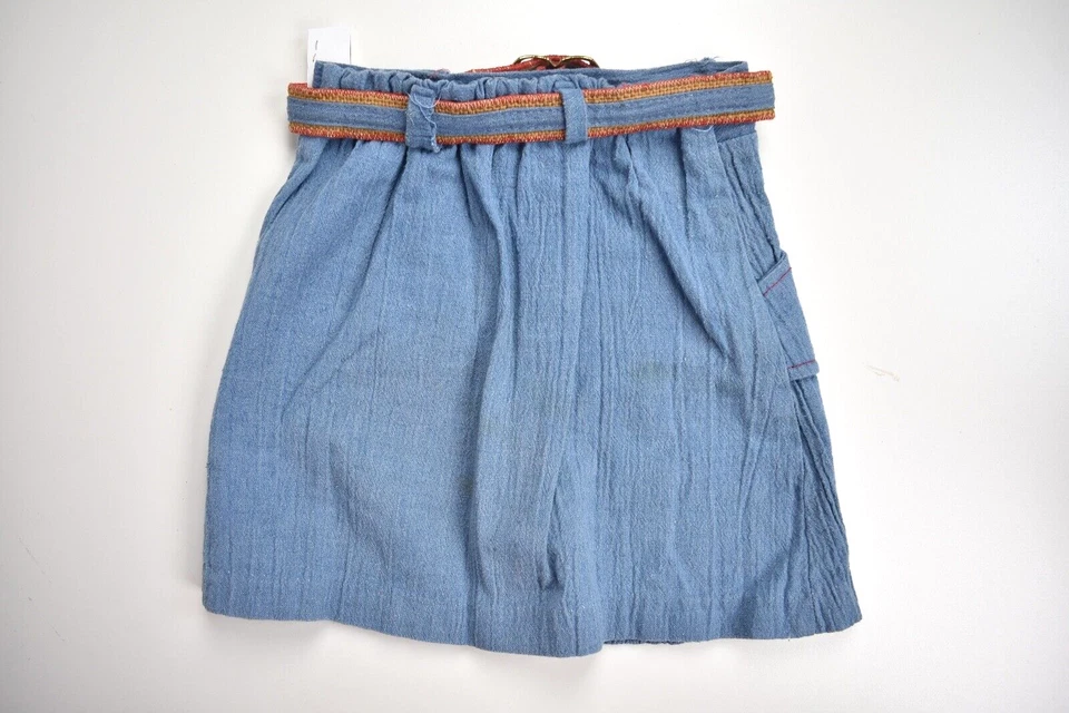 Falda de los años 70 azul claro liso sin marca con cinturón mezcla de poliéster/algodón talla: 6 Foto 2 de 4