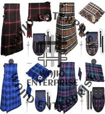 Scottish 8 Yard Tartans KILT - Fly plaid - Brooch - kilt pin- Flashes -Sporran