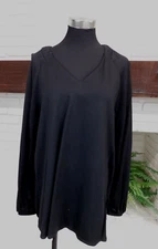 Cabi Womens Swanky Knit Top M V-neck Pullover Long Sleeves Black #3802