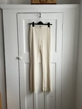 Bershka Womens New Cream Flare Ribbed Trousers Size XS