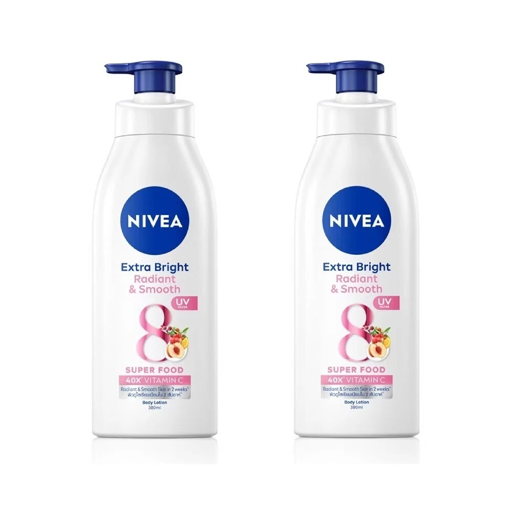 2x380ml Nivea Extra White Radiant Smooth Body Lotion Whitening Vit