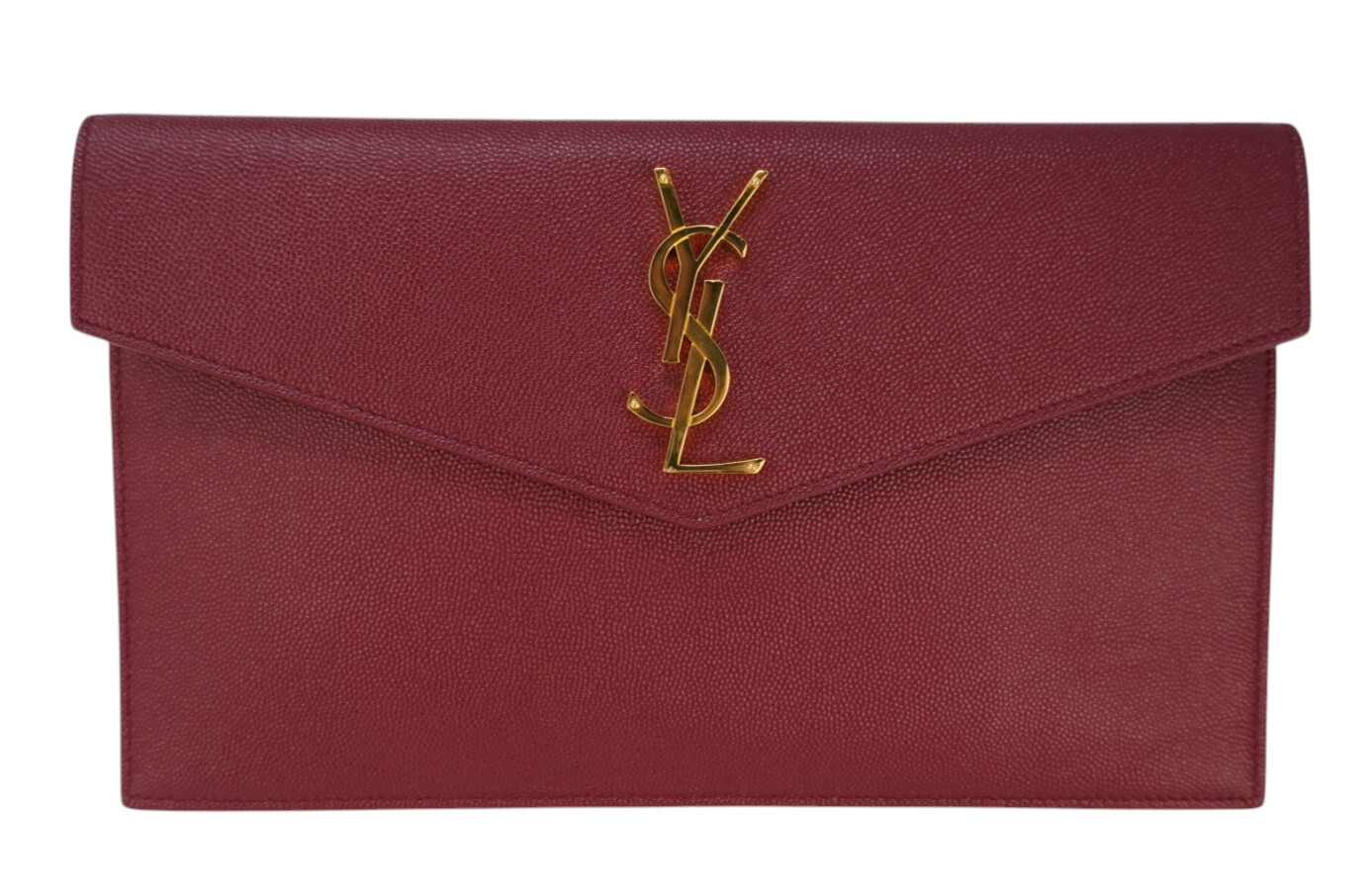 Saint Laurent Red Envelope Clutch with Gold-Tone Hardware
