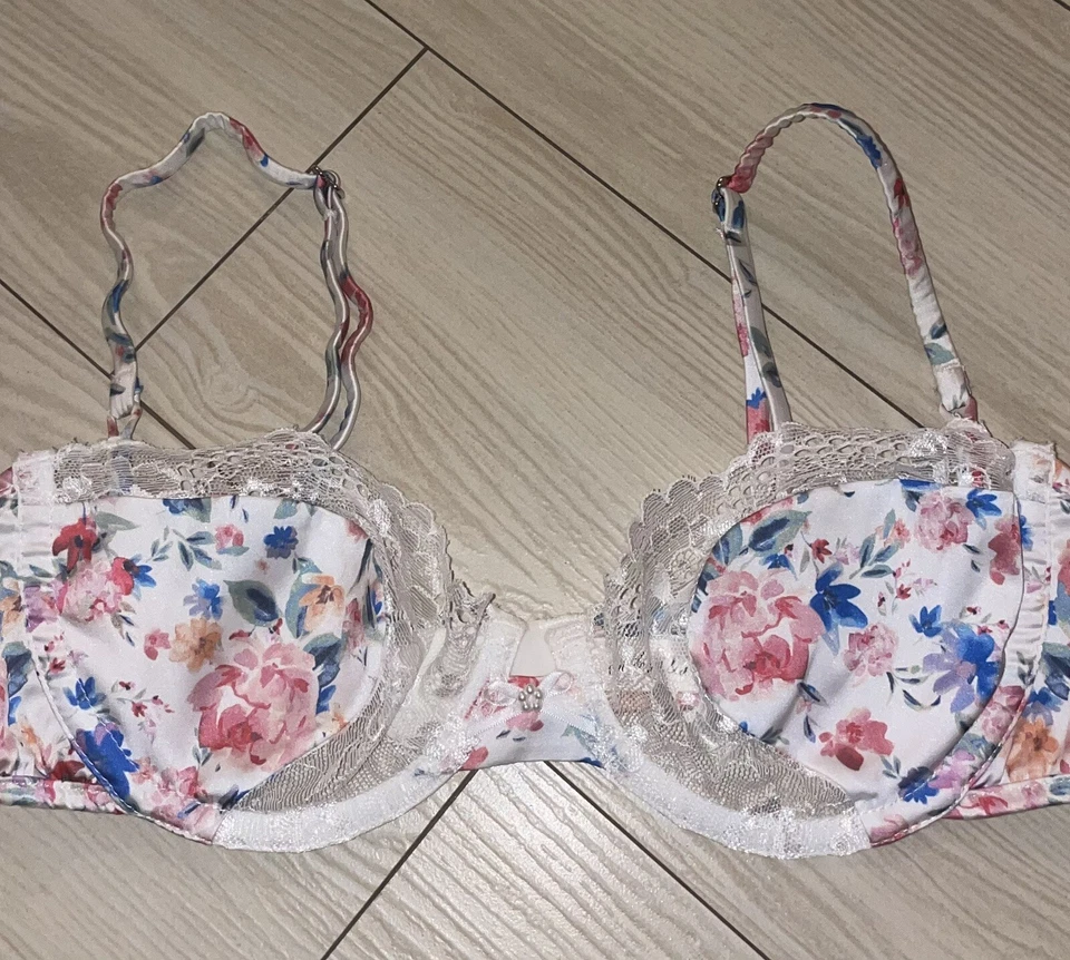 For Love and Lemons Juliet Bra Floral Lace Unlined UW Womens S Small DD White - Image 3 of 4