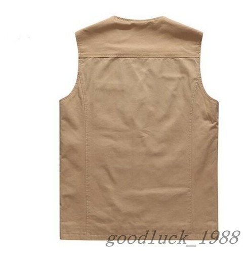 US XS-6X LMens Cotton Pockets Sleeveless Large Size Short Waistcoat Casual Vest - Bild 7 von 11