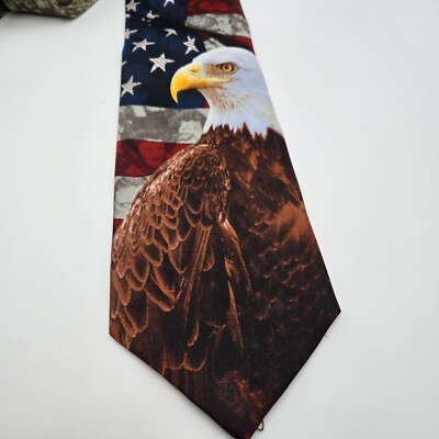 Eagle Wings Men's Neck Tie Liberty Patriotic Eagle Statue Of Liberty Silk NWT