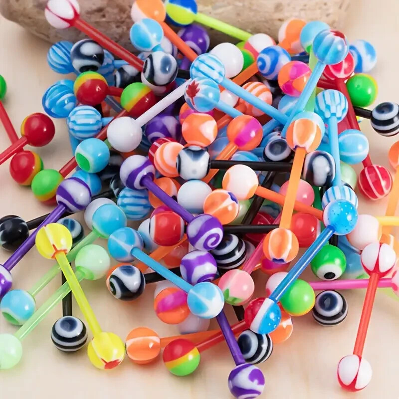 Acrylic Tongue Bars Plastic Barbell Ball Body Piercing Jewellery