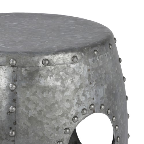 Mesa auxiliar metal plata aspecto moderno decorativa Vantaa Ø38cm para salón - Imagen 3 de 6