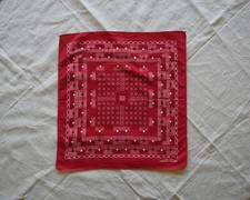 Vintage Red Fast Color Cotton Bandana Selvedge Geometric Print