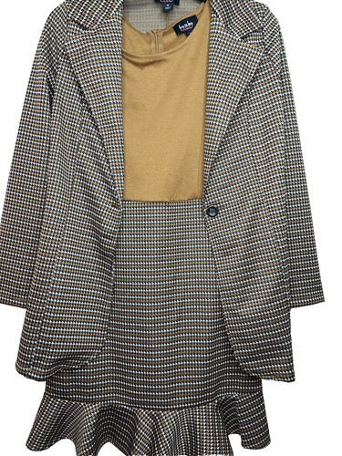 by&by girl Big Girls 2-pc. Jacket Dress Houndstooth Size 16 With Belt - Picture 4 of 9