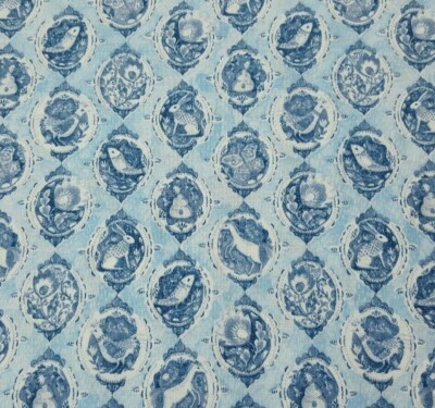 21'' A Meadow's Tale Ana Davis Blend Fabrics Animal Damask Portraits Blue