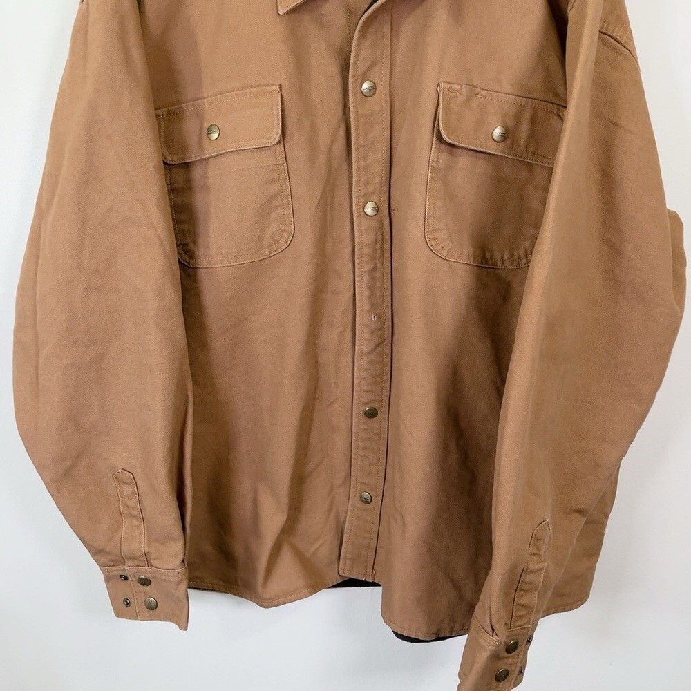 DAKOTA ダックシャツジャケット Dakota Fleece Lined Brown Weight Duck Snap Button Shirt XXL