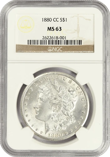 :1880-CC S1$ SILVER MORGAN DOLLAR CHOICE NGC MS 63 BLAST WHITE HIGHEST GRADES