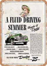 METAL SIGN - 1941 Dodge Convertible Coupe a Fluid Driving Summer Vintage Ad