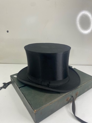 Ancien chapeau claque en bonne état delion Henck Saverne taille 57/58 coffret - Foto 10 di 24