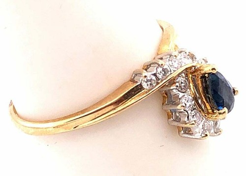 14 Karat Gelb- und Weißgold Saphir und Diamant Halo Ring 70,00 TDW 101-449 - Bild 4 von 8