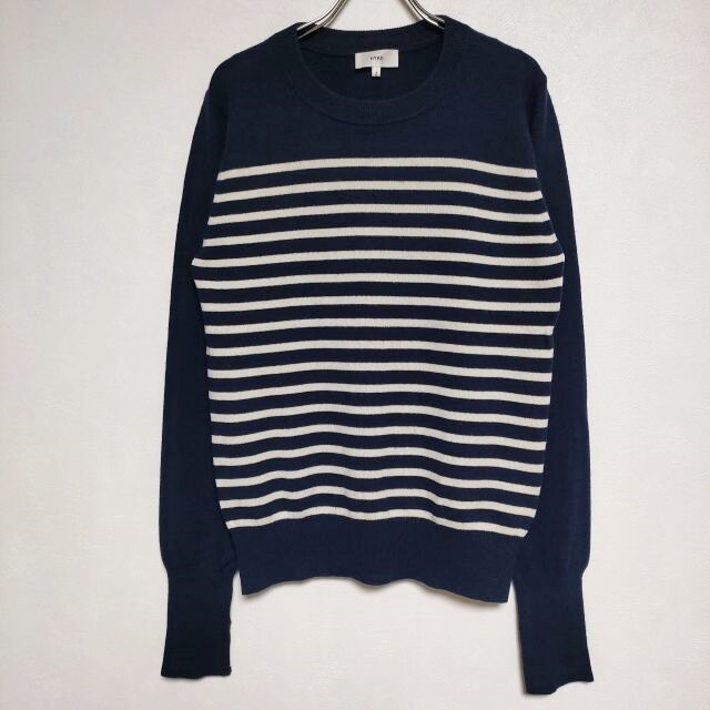HYKE Cashmere blend striped sweater 142-21004 knit Navy off